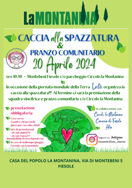 Sabato 20 Aprile CdP La Montanina: appuntamenti in calendario: Giornata della Terra