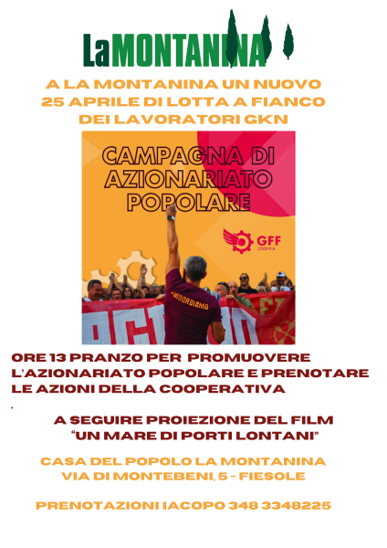 25 Aprile ore 13 un pranzo di lotta e a seguire la proiezione del film “Un mare di porti lontani” di Marco Daffra.