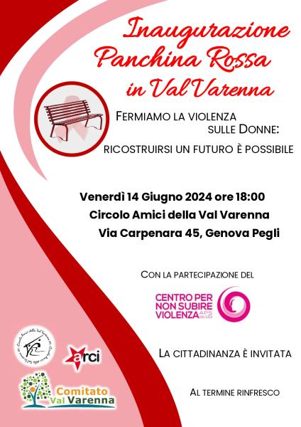 Inaugurazione Panchina Rossa in Val Varenna