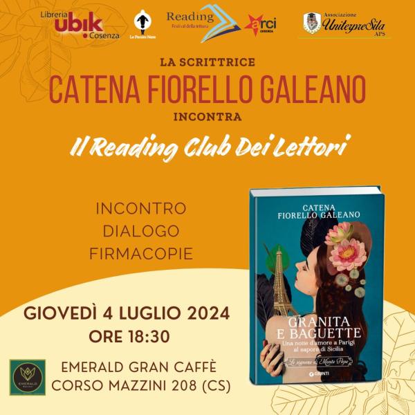 La scrittrice Catena Fiorello Galeano incontra il Reading Club dei lettori