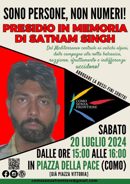 Presidio in memoria di Satnam Singh
