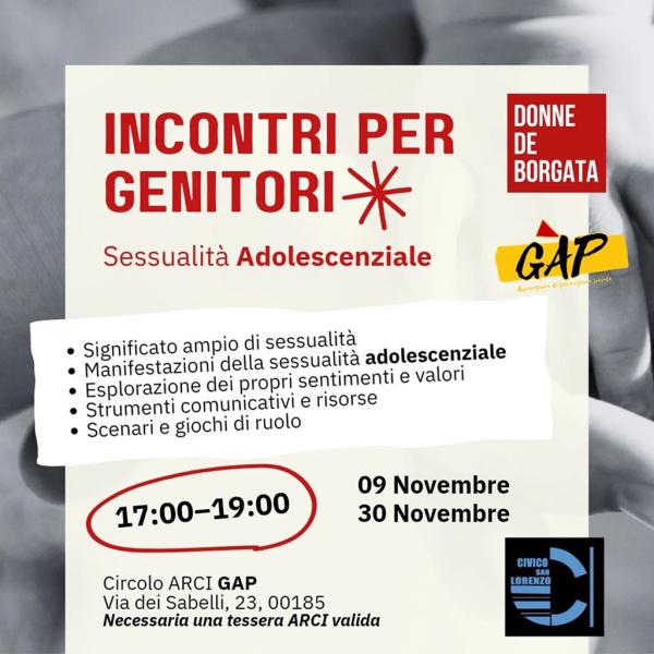 Incontri per genitori - Sessualità adolescenziale