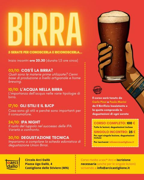 🍺 BIRRA: 5 serate per conoscerla e riconoscerla…