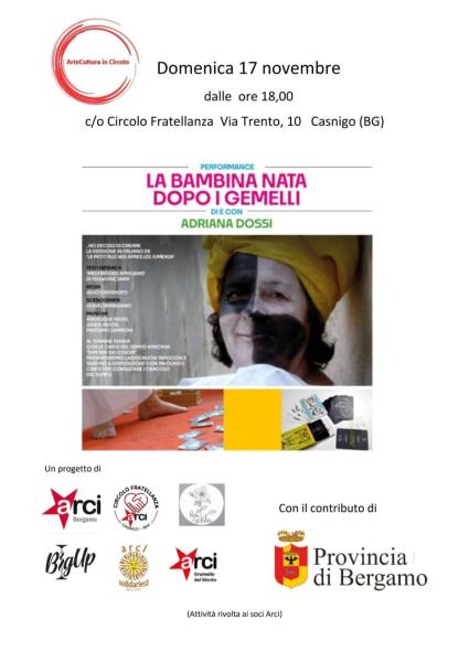 Performance teatrale "La bambina nata dopo i gemelli" di Adriana Dossi