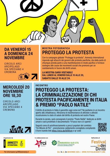 PROTEGGO LA PROTESTA: La criminalizzazione di chi protesta pacificamente in Italia & premio "Paolo Natile"