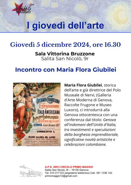 I giovedì dell'arte: Incontro con Maria Flora Giubilei