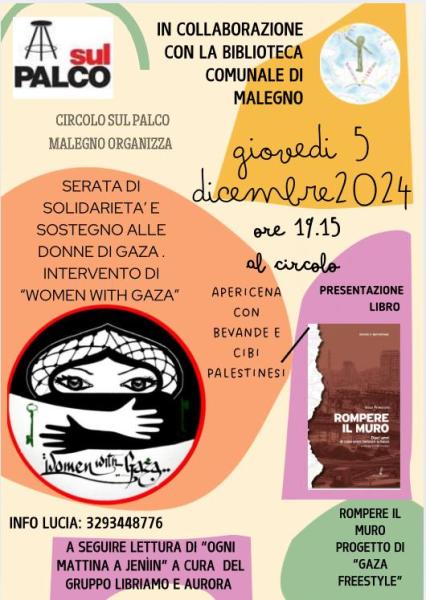Serata di solidarietà a sostegno delle donne di Gaza