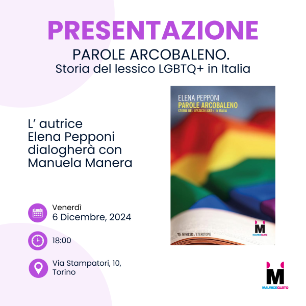 Presentazione del libro "Parole arcobaleno. Storia del lessico LGBTQ+ in Italia"