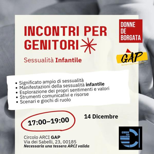 Incontri per genitori - Sessualità infantile